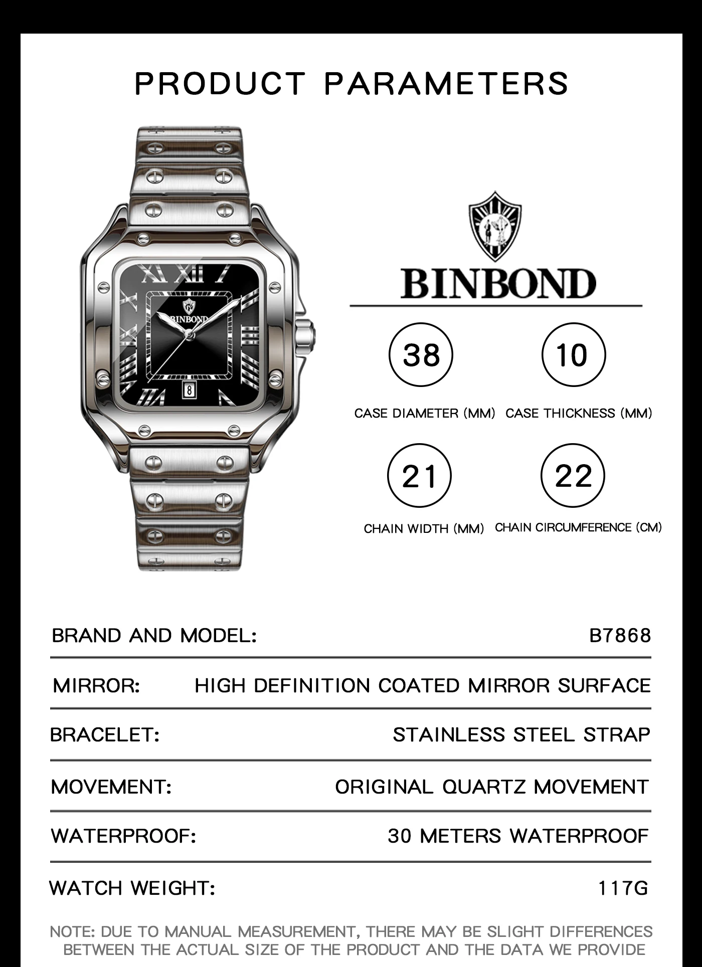 BINBOND Nuovo Modello 7868 Oro - Cartier Watch Tank recensione e prezzo