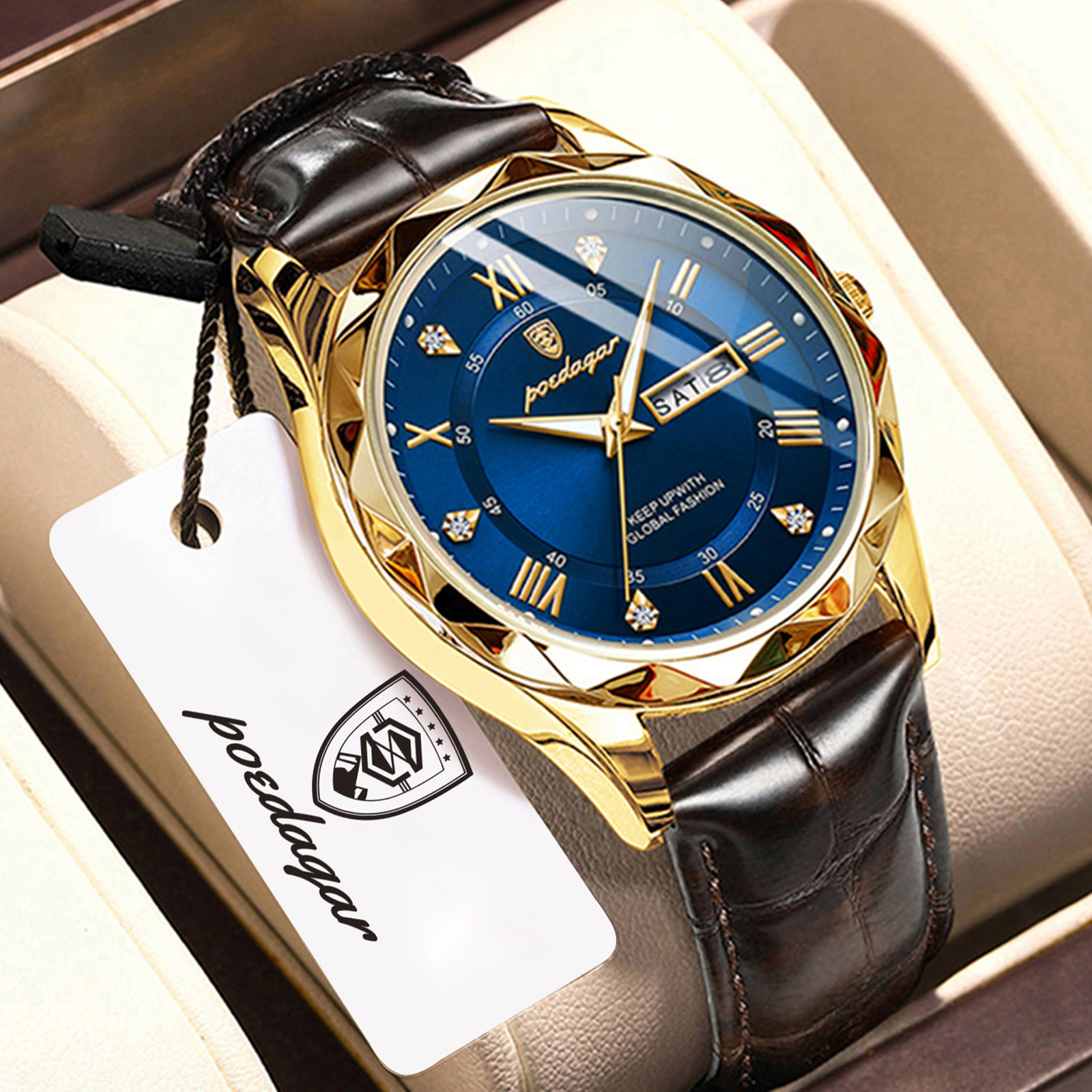 POEDAGAR Orologio da Uomo di A - Suede Strap Watch recensione e prezzo